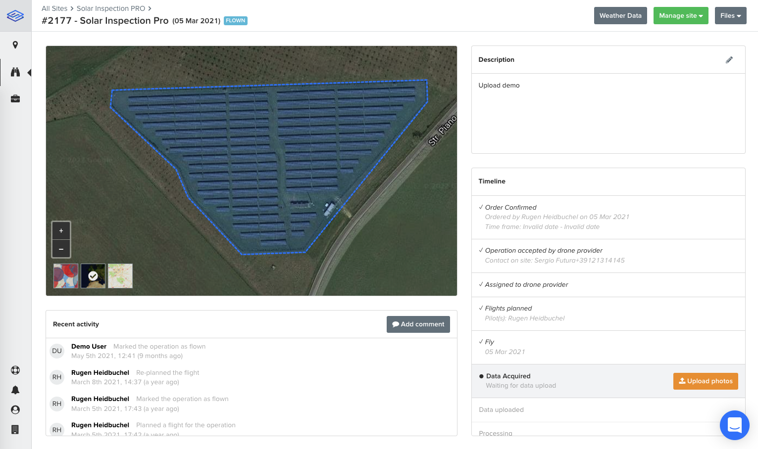 Uploading weather data to SIDEREAL Fuse cloud platform